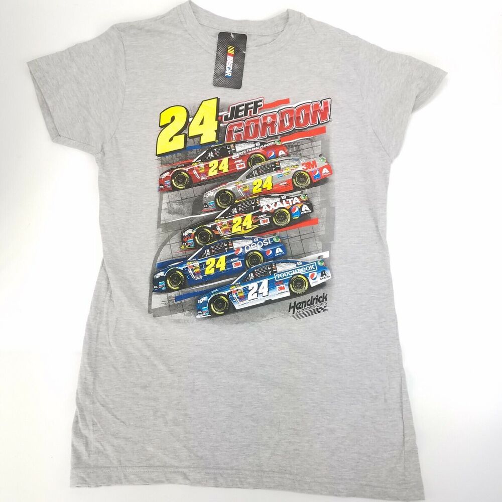 New NASCAR Jeff Gordon # 24 Graphic T Shirt Racing Tee Junior Girls Size XL (B)